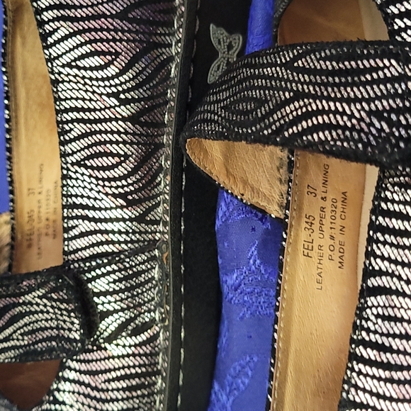 [GUC] Alegria Feliz FEL-345 Purple, Silver, Black Ric-Rac Zebra Print Mary Janes - Picture 3 of 16